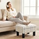 image 2 of HOMCOM Chic Linen Fabric Foot Stool Ottoman Cube with Legs