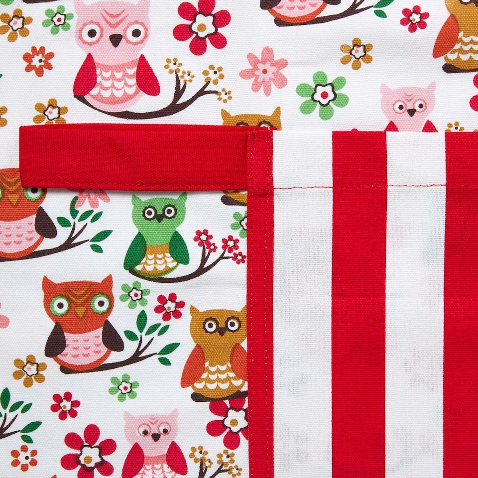 image 1 of Homescapes Red Owls Cotton Apron