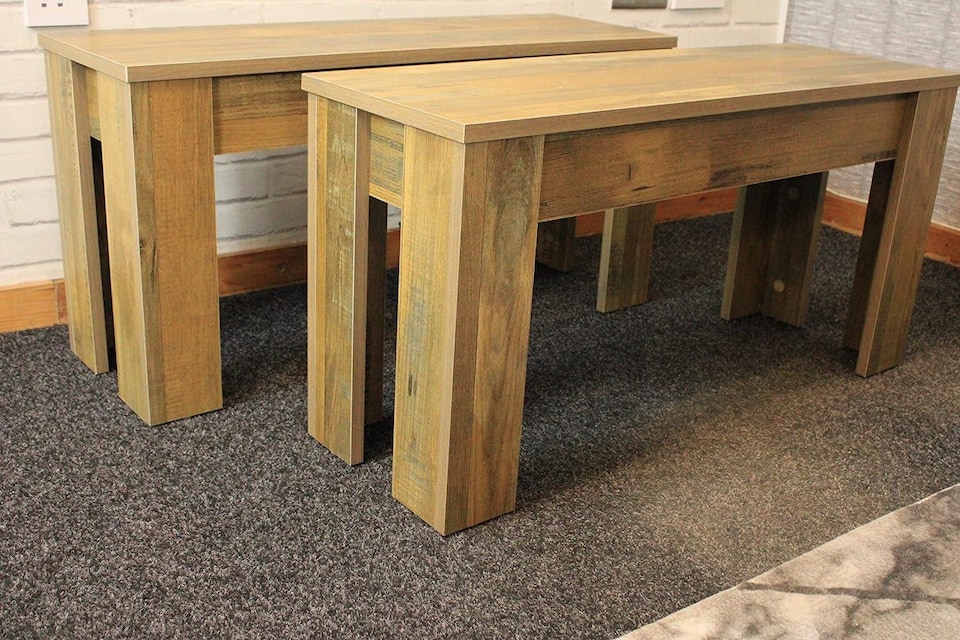 image 1 of 2 Benches Rustic Effect Wood Table Rustic Benches Dining Room