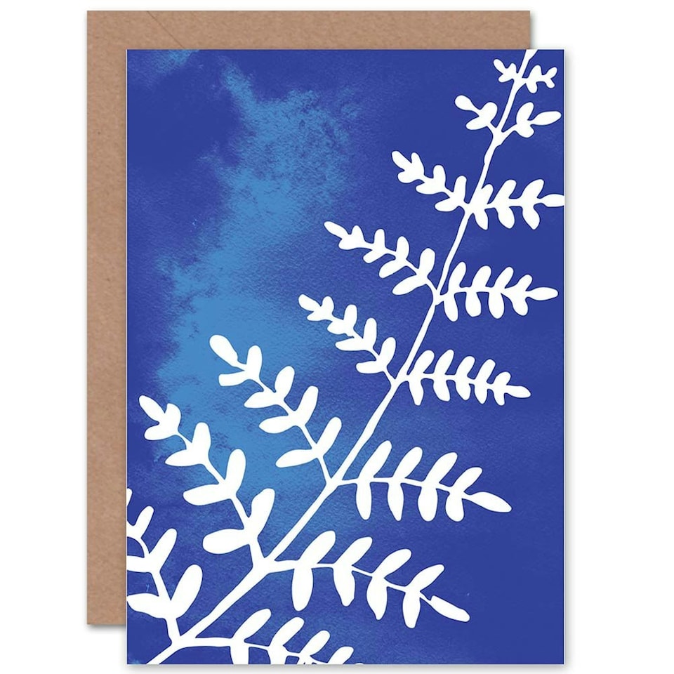 image 1 of Fern Leaves Watercolour Cobalt Art Blank Just to Say Card