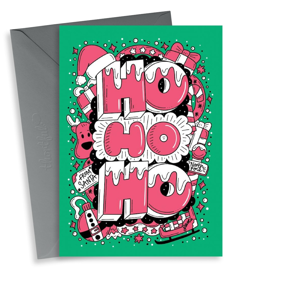 image 1 of Arty Ho Ho Ho Christmas Card