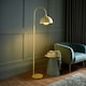 image 2 of ValueLights Tilly Pastel Yellow Arched Dome Shade Metal Floor Lamp | Yellow