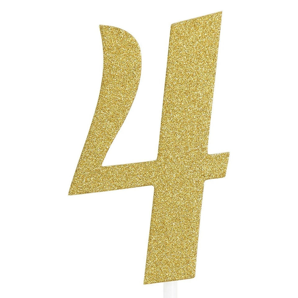 image 1 of Creative Party Four Number Cake Topper - Gold - One Size