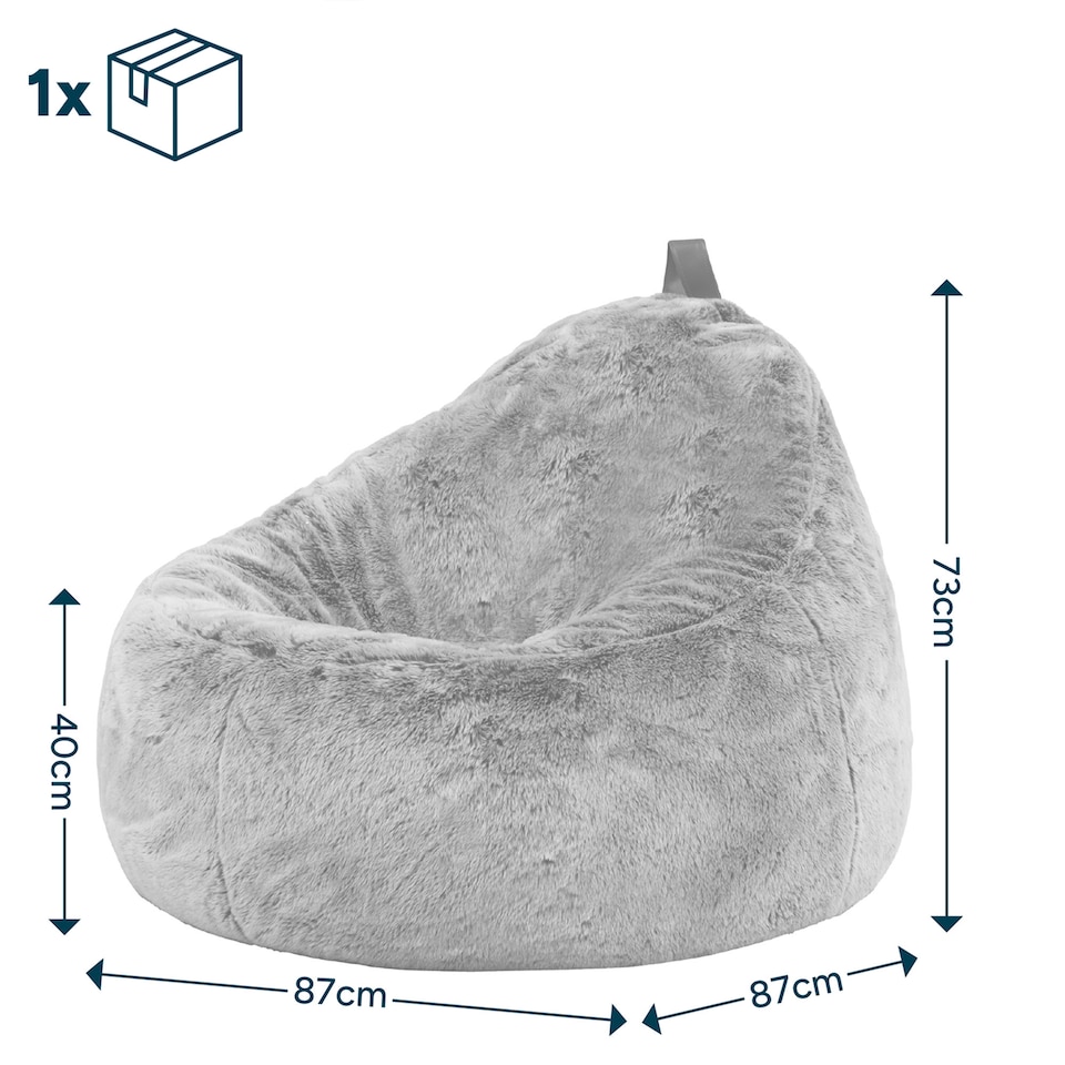 image 1 of Cocoon Faux Fur Bean Bag Arctic Wolf Grey Bean Bag Chairs | Grey | Arctic Wolf Grey | L | 1