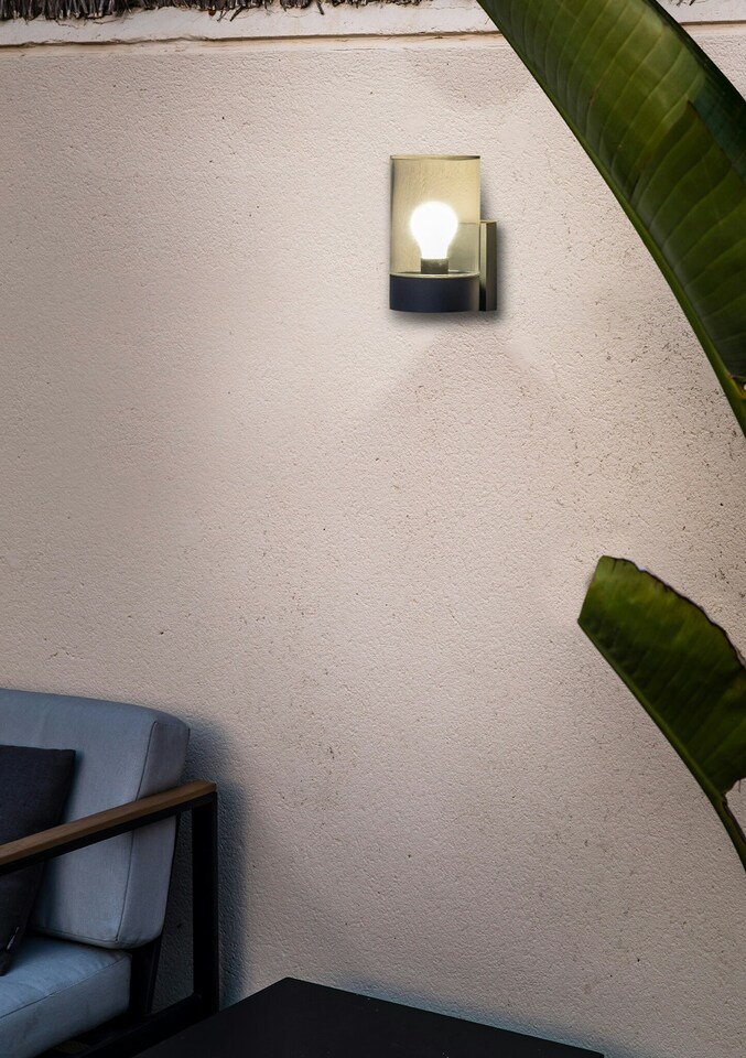 image 1 of Kila Dark Grey Wall Lantern Lamp Transparent 2700K IP65