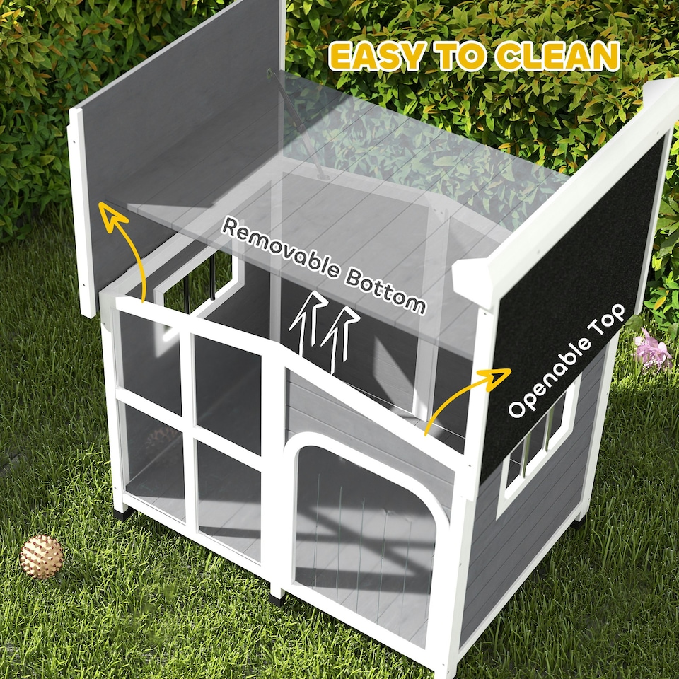 image 1 of PawHut Wooden Dog Kennel, Dog House w/ Removable Floor or Large Dogs 