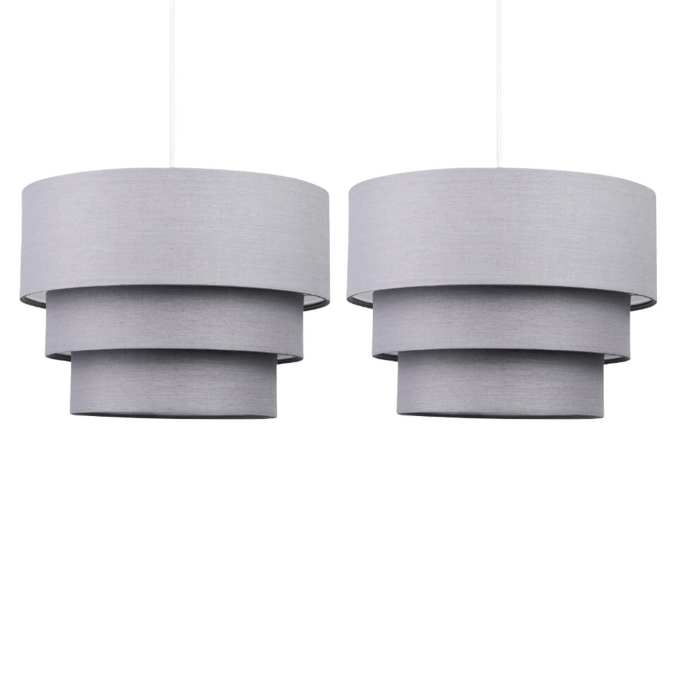 image 1 of Pair of Dark Grey 3 Tier Ceiling Light Shades | Grey | Large | 2