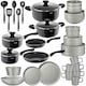 image 1 of Dinnerware Set for 6 People with Plates, Bowls, Utensils, Pots and Pans | Grey | grey/black | 45 pc | 1