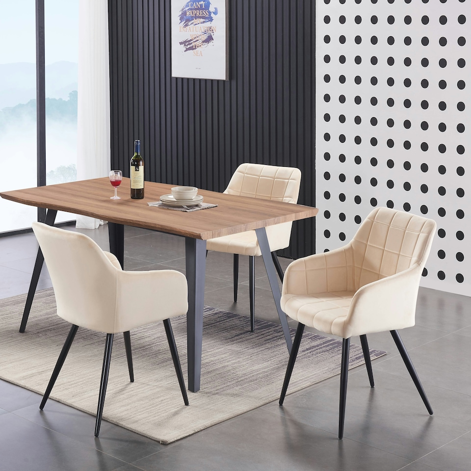 image 1 of Rocco LUX Dining Table Single, Light Walnut Brown | Oak