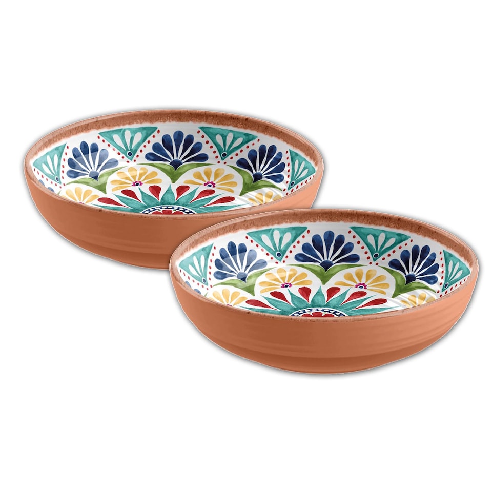 image 1 of Rio Medallion Melamine Low Bowls - Set of 2 | Multi