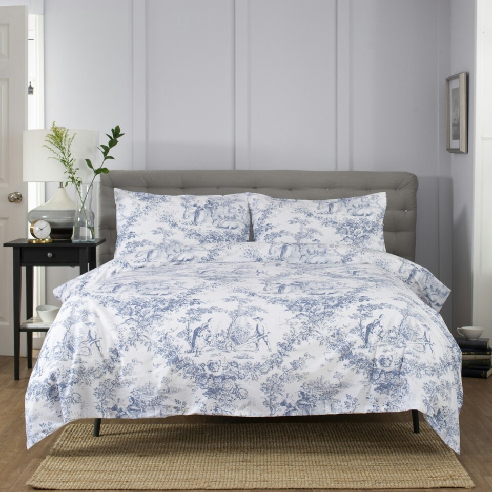 image 1 of Toile De Jouy 200 Thread Count 100% Cotton Luxury Duvet Cover Pink | Pink | Super King