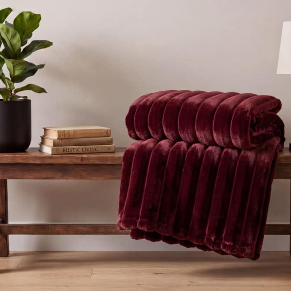 image 1 of Deyongs Alnwick Jumbo Ribbed Supersoft Fleece Throw Blanket
