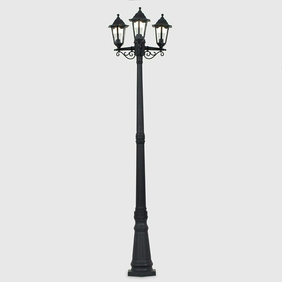 image 1 of ValueLights Mayfair Lamp post Matte Black Lamp Post and E27 GLS LED 15W Cool White 6500K Bulb