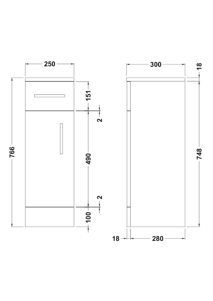 image 1 of Balterley Slimline Floor Standing Bathroom Cupboard | White | Gloss White | 1