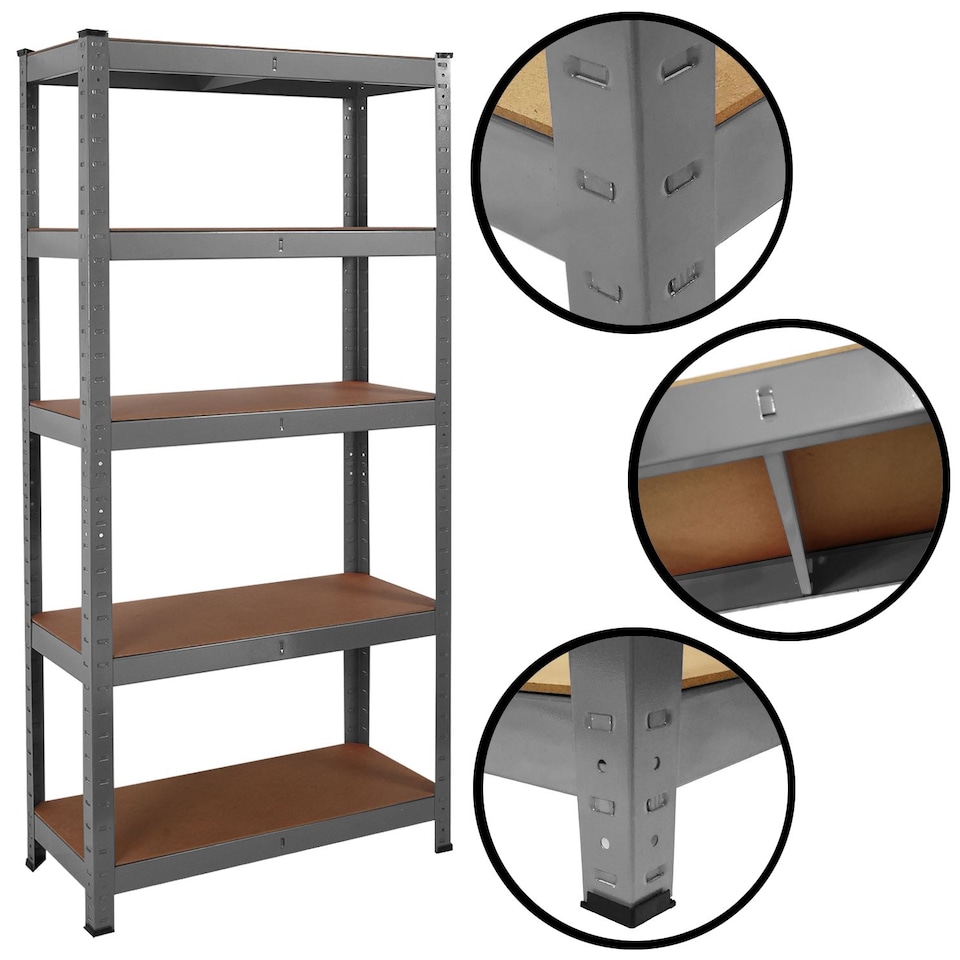 image 1 of House of Home Steel Racking Shelving 5 Tier Heavy Duty Garage Storage Racks Shelf Metal Unit Grey