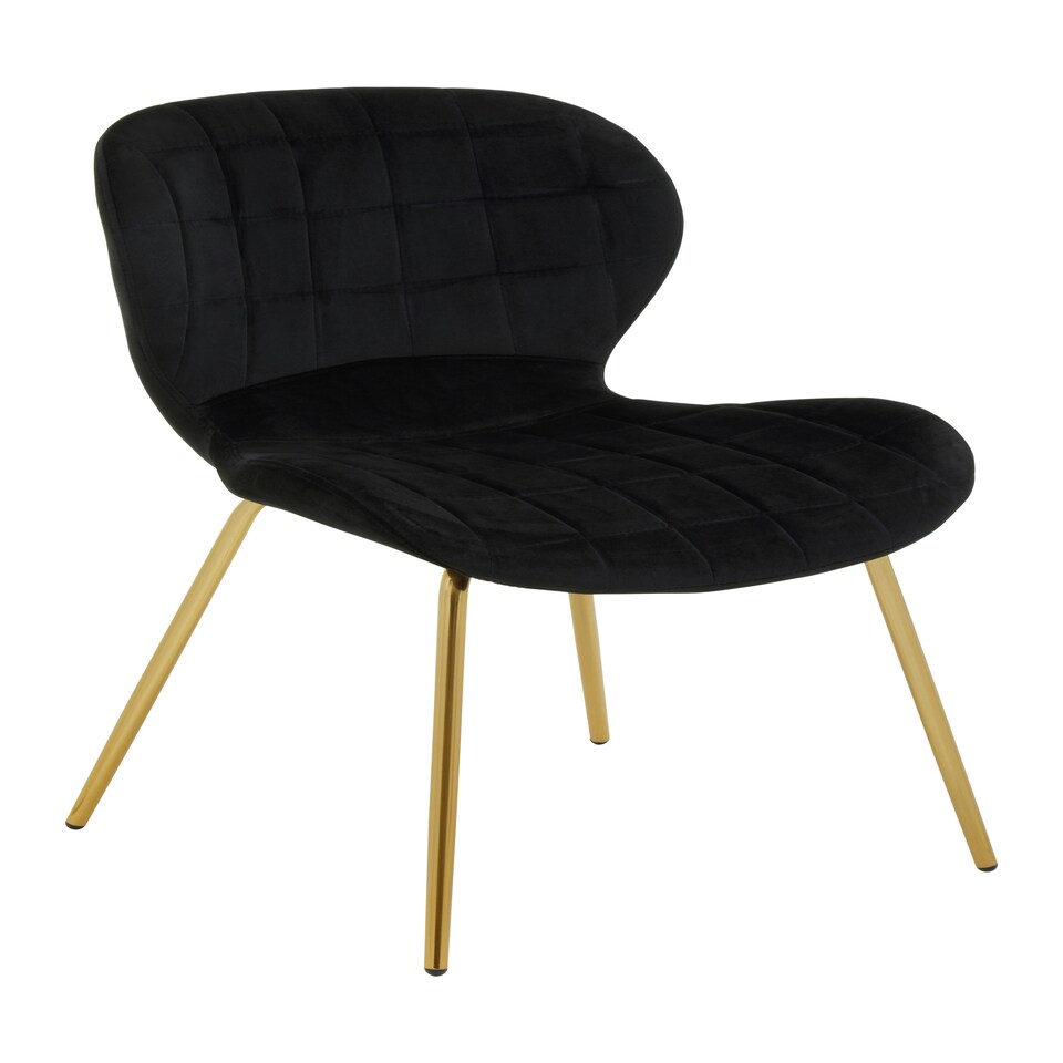 image 1 of Interiors by Premier Black Velvet Dining Chair, Luxury Dining Chair, Modern Black Velvet Dining Chair with Gold Finished Legs