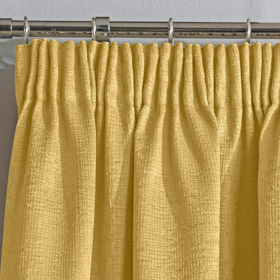 image 1 of Matrix Ochre Curtains 66 x 54 inch (168 x 137 cm) Room Darkening Pencil Pleat Thermal Noise Reducing Curtains for Bedroom and Living Room
