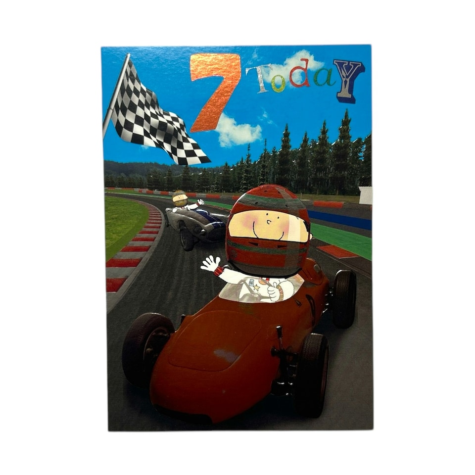 image 1 of Age 7 Male Juvenile Racing Car Design Birthday Card