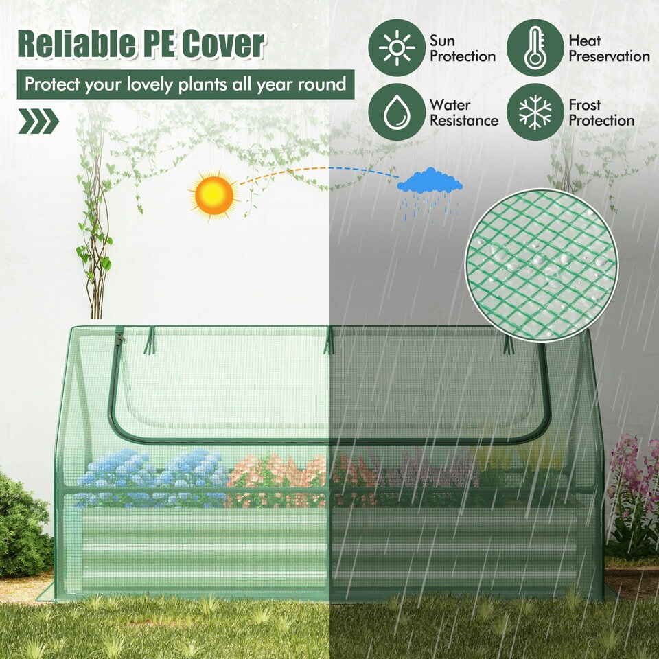 image 1 of COSTWAY Raised Garden Bed with Greenhouse Cover Silver