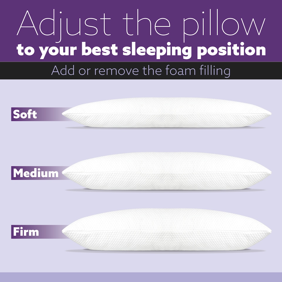 image 1 of Aamira Bolster Long Full Body Cushion Pillow 120x40cm, Orthopaedic Shredded Memory Foam | White | White | 120x40 cm | 1