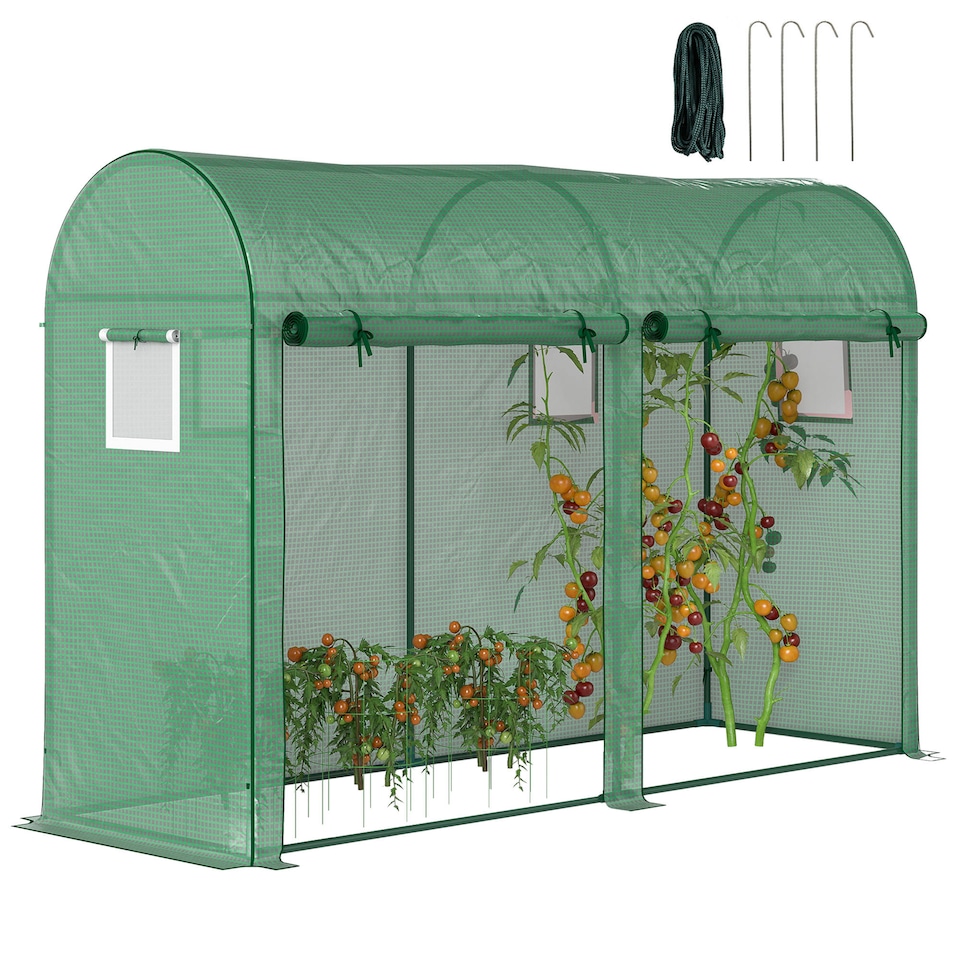image 1 of Outsunny Garden Plant Tomato Growth Greenhouse W 2 Doors 4 Windows 3 x 1 x 2m