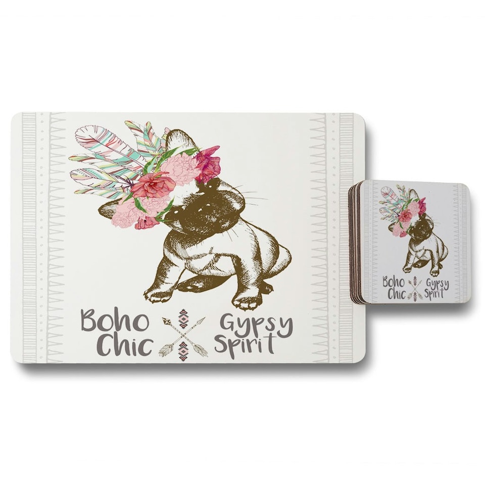 portrait of french bulldog puppy (Placemat & Coaster Set)