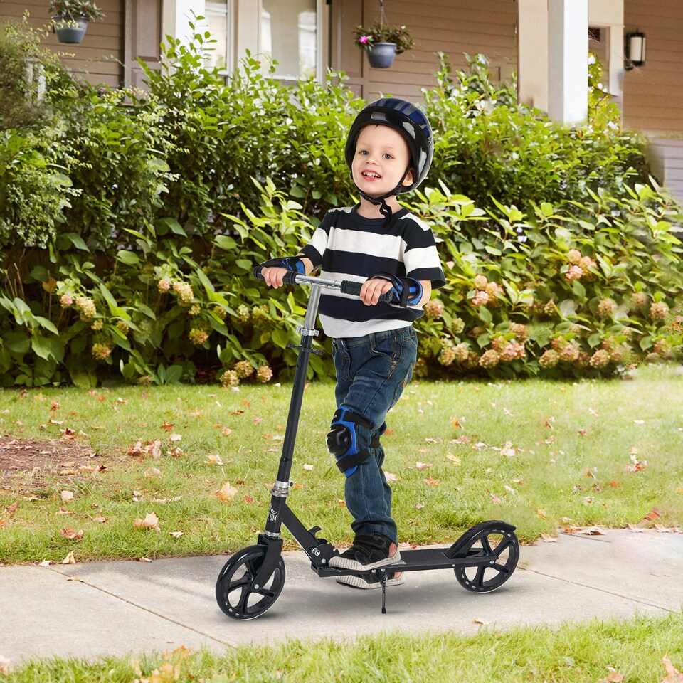 image 1 of HOMCOM Kids Scooter Ride On Toy Height Adjustable For 7-14 Years, Black
