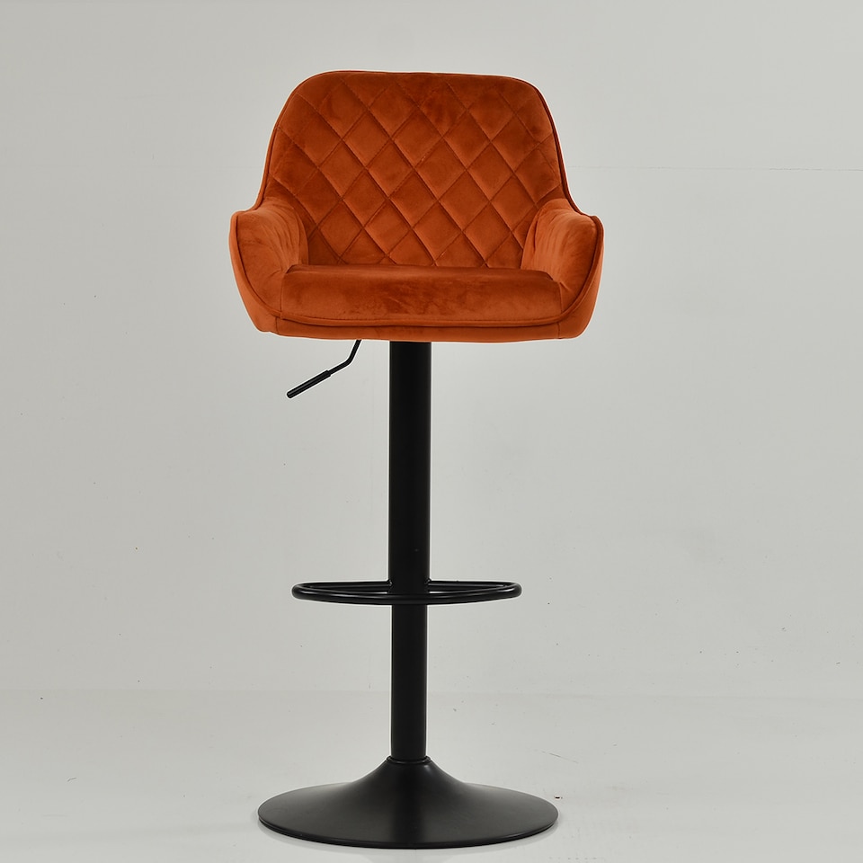 image 1 of Lakeland Furniture Arnside Burnt Orange Velvet Black Adjustable Base 1 Bar Stool