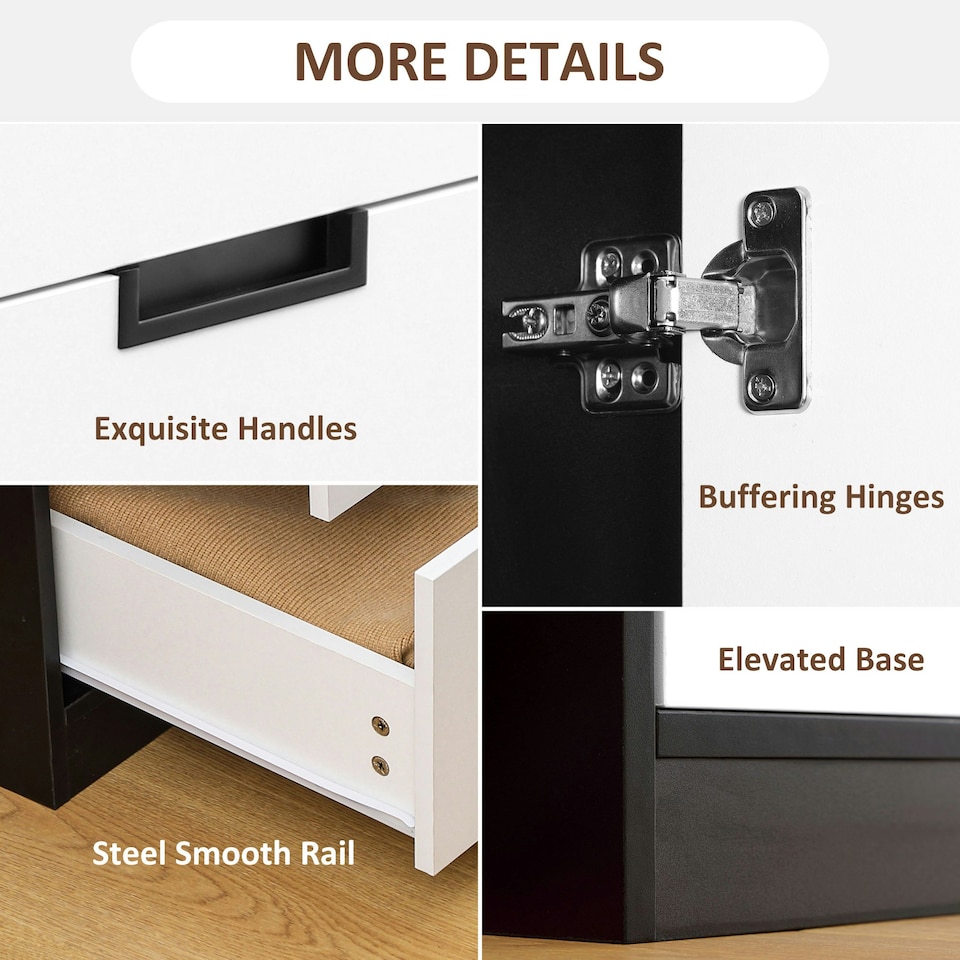 image 1 of HOMCOM 2 Door Wardrobe with 3 Drawer and Soft Closing Hinge for Bedroom
