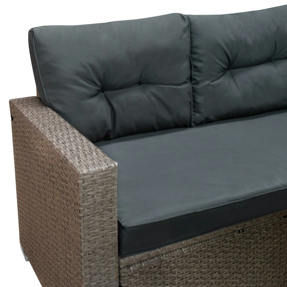 image 1 of Rattan Corner Set - Light Grey