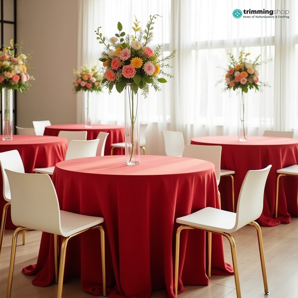 image 1 of Round Polyester Tablecloth, Premium Linen Table Cover - 70 Inch