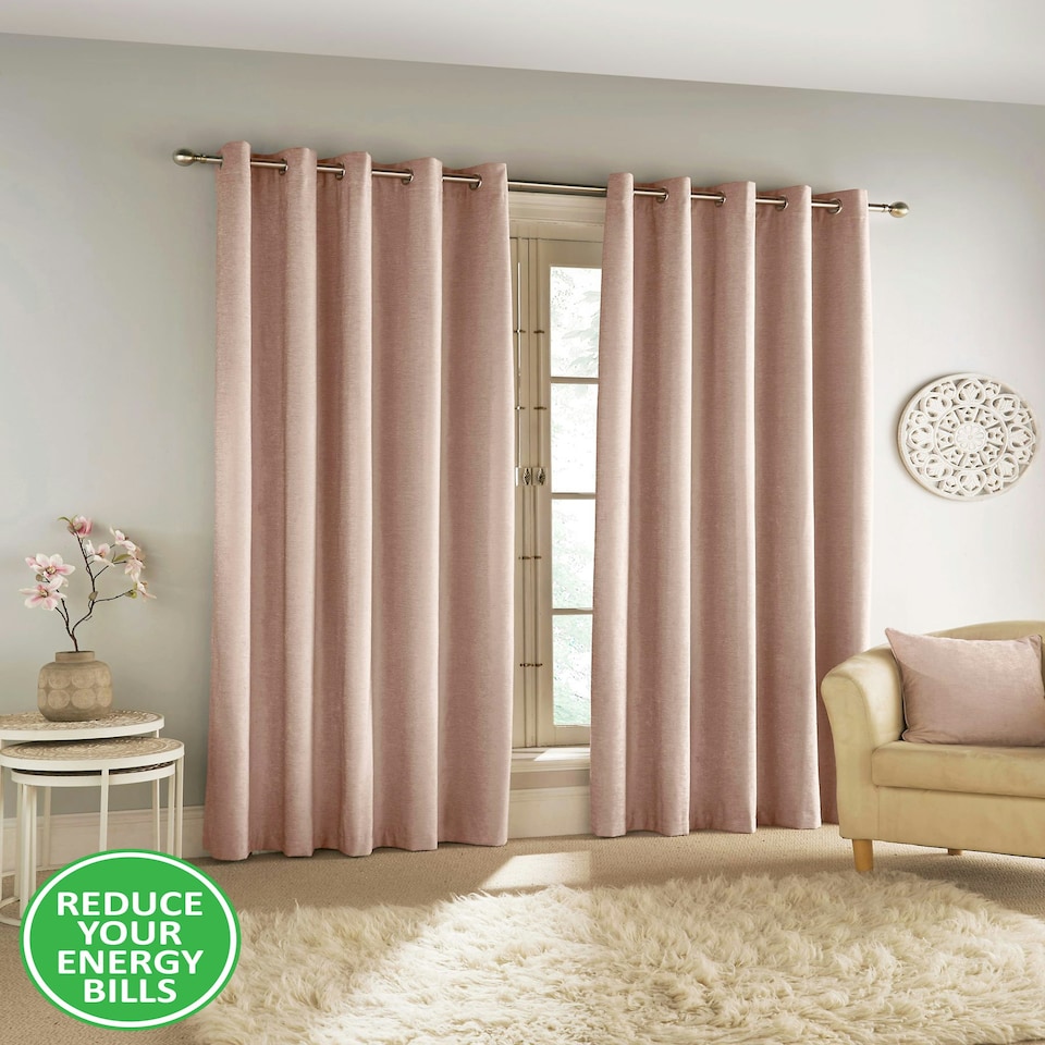 image 1 of Savoy Blush Blackout Curtains 90 x 72 inch (229 x 183 cm) 100% Blackout Eyelet Thermal Noise Reducing Curtains for Bedroom and Living Room