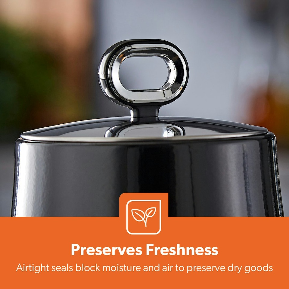 image 1 of GEEPAS 3-Piece Tea Coffee Sugar Canisters Set | Black