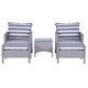 image 7 of Outsunny 5 Pieces PE Rattan Garden Furniture Set with 10cm Thick Padded Cushions, Wicker Weave Outdoor Seating Chairs with 2 Armchairs, 2 Stools, Glass Top Table, Grey and White