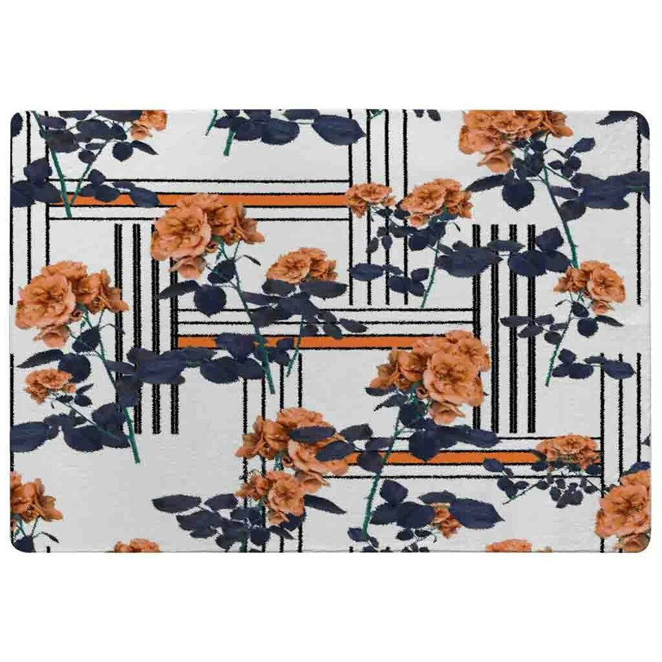 image 1 of Geometric Lines & Flowers (Rug) Multi | Large: 140x200cm