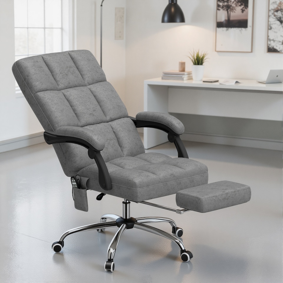 image 1 of Vinsetto Massage Office Chair, Ergonomic Desk Chair, Comfy Work Study Chair with Heat, Padded Seat, 135 Reclining Back and Footrest for Home Office, Charcoal Grey