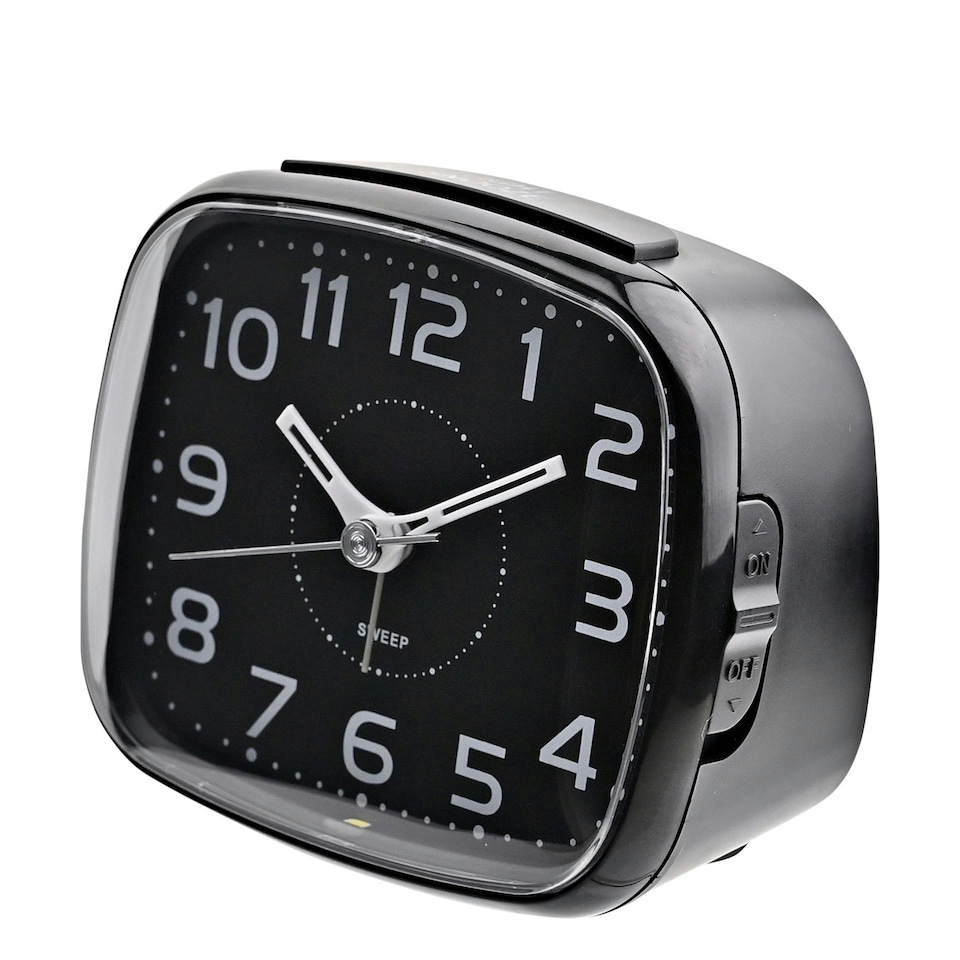 image 1 of Hometime Alarm Clock Square with Illuminated Button - Black Case Black