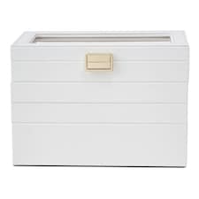 Living and Home 4-Tier Jewellery Storage Box with Transparent Lid - White