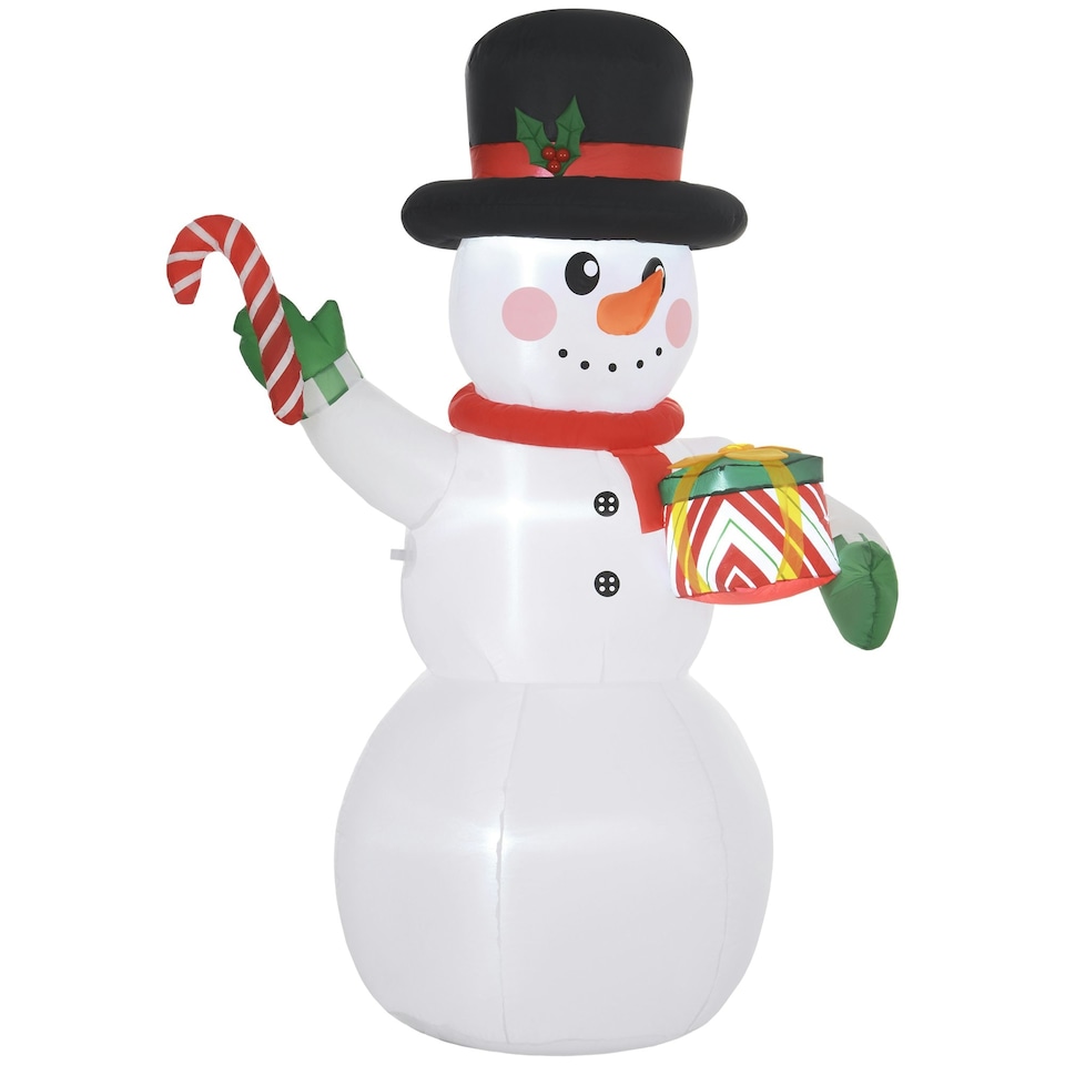 image 1 of Outsunny 6FT Inflatable Snowman with Candy Cane and Gift Box for Party