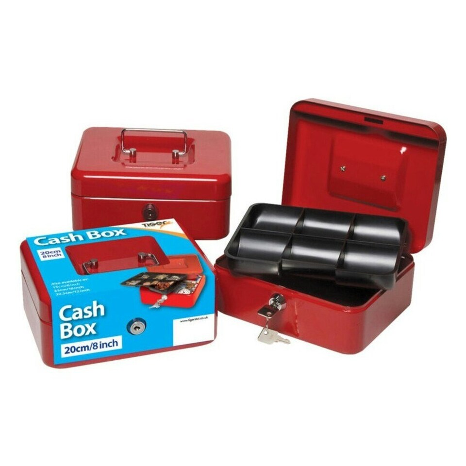 Tiger Stationery Cash Box - Red - 10in
