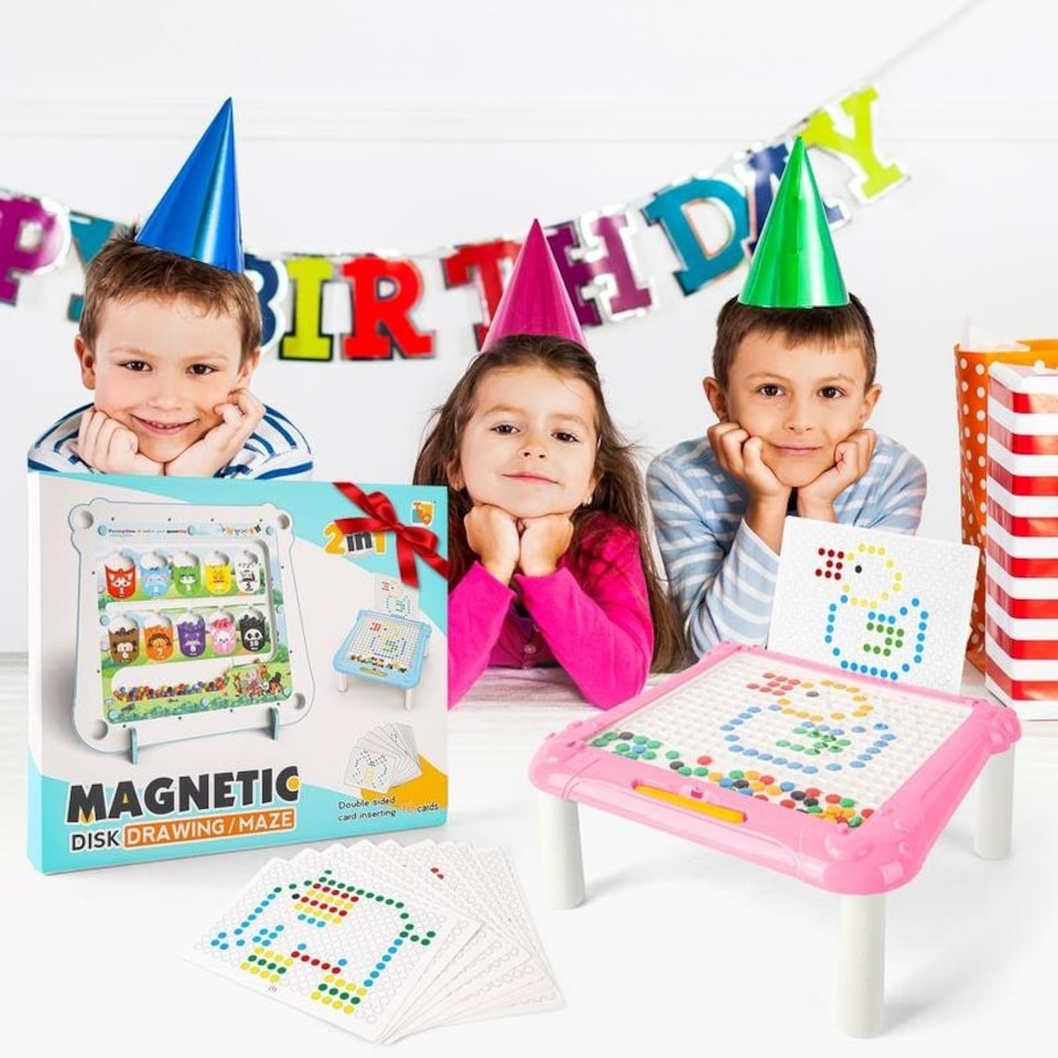 image 1 of 2-in-1 Magnetic Maze and Drawing Board for Kids Pink