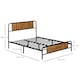 image 5 of HOMCOM 4.8ft Double Bed Frame with Industrial Wood Headboard, Steel Slat Support and 25.5cm Underbed Storage Space, 145 x 197cm, Rustic Brown