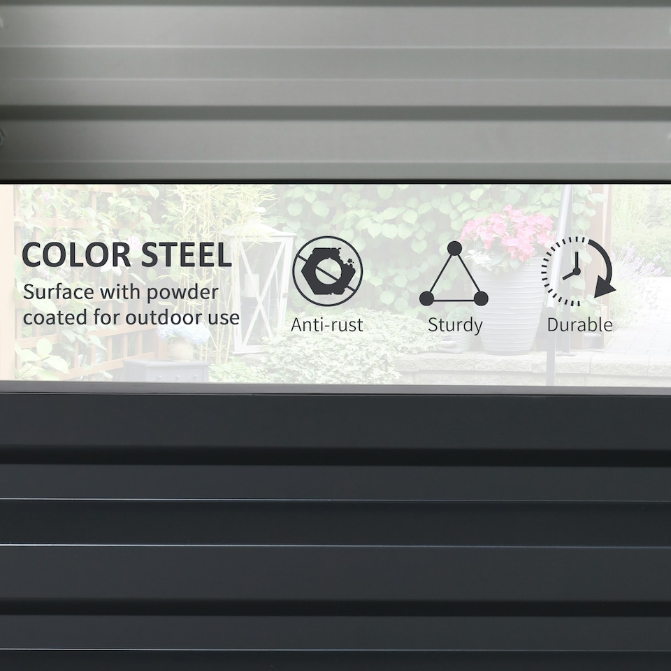 image 1 of Outsunny Set of 2 Raised Garden Bed Galvanised Planter Box Easy Setup Dark Grey