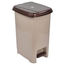 Slim Pedal Waste Recycling Bin Can Insert Step On Lid Kitchen Bathroom | Brown | 40L- Cappuccino
