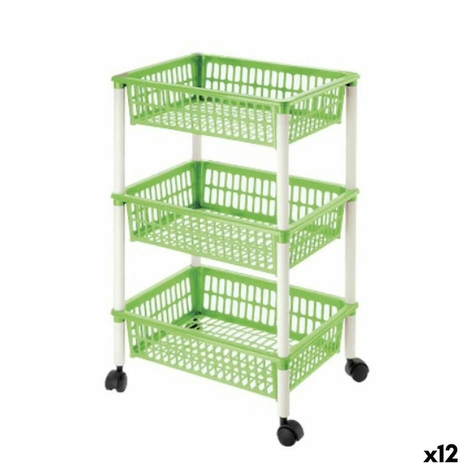 image 1 of Vegetable trolley Tontarelli Mito 3 Plastic Green 40 x 29 x 62 cm (12 Units) N/A