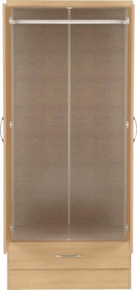 image 1 of Nevada 2 Door 1 Drawer Mirrored Wardrobe | Brown | Sonoma Oak
