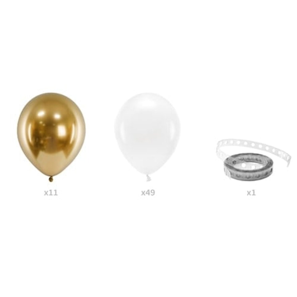 image 1 of White & Gold Foliage DIY Premium Garland Balloon Arch Kit