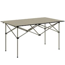 Outsunny Portable Camping Table, 3ft Lightweight Folding Aluminium Picnic Table with Roll Up Top, Carry Bag for Outdoor Camping, Picnic, Hiking, Cooking, BBQ, Fishing, Khaki