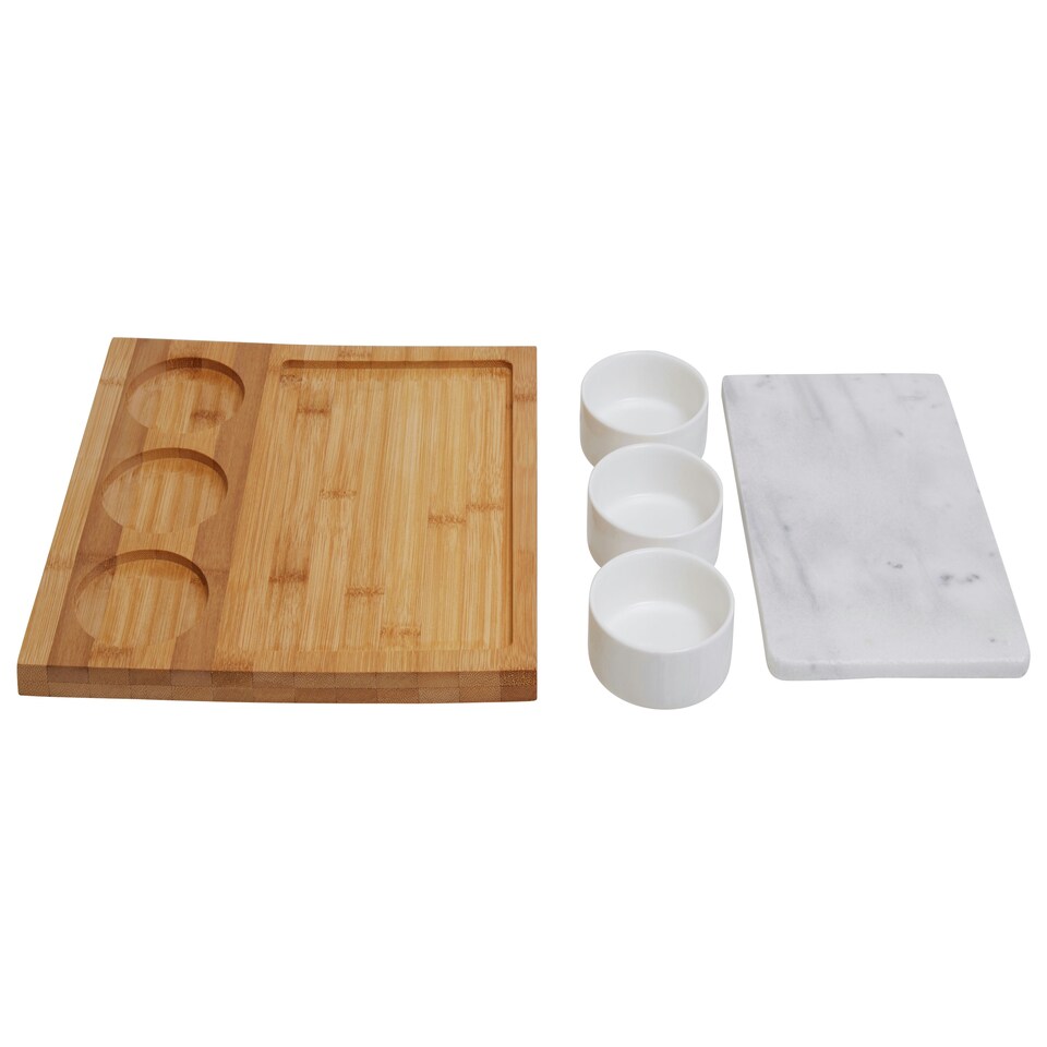 image 1 of Interiors By Premier 5-Piece White Marble And Ceramic Serving Board, Durable Natural Stone