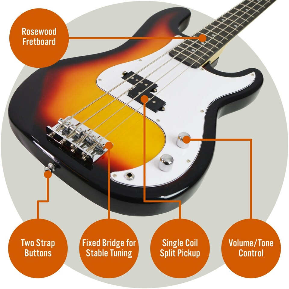 image 1 of 3rd Avenue Electric Bass Guitar Pack with Amp Green